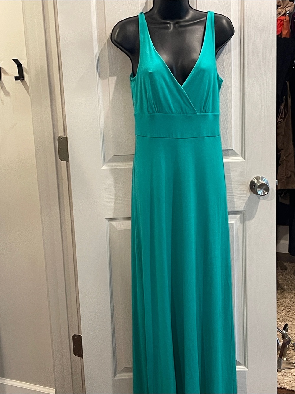 Ann Taylor Teal green Sleeveless V-Neck Maxi Dress